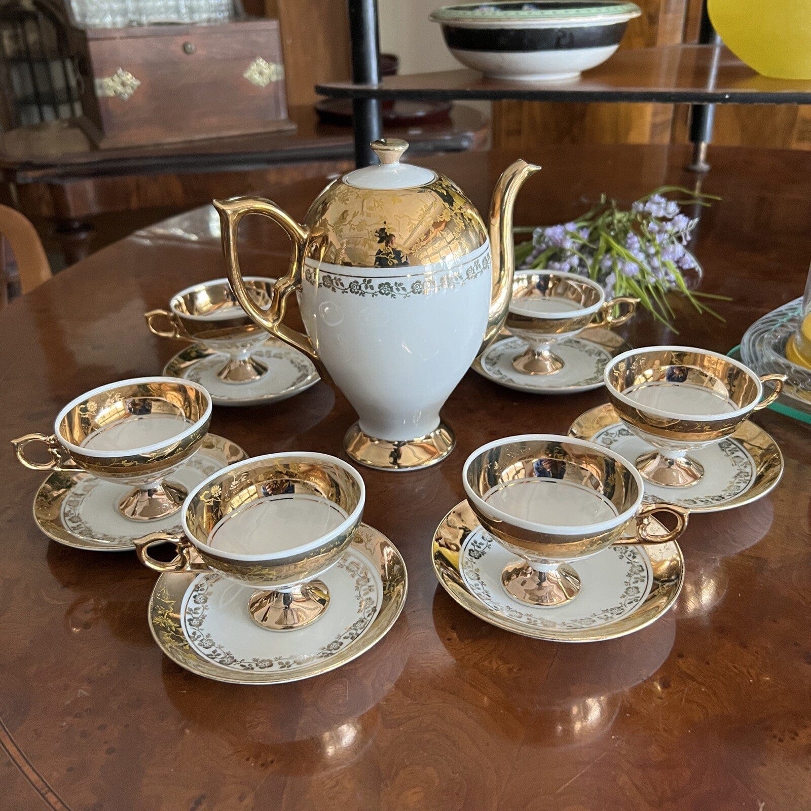 Servizio da caffe antico in porcellana Bavaria anni 40 tazze tazzine oro 13 pz Categoria  Servizio tazze - Tazze