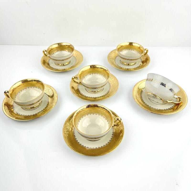 Servizio da caffe antico in porcellana Bavaria anni 40 tazze tazzine oro 18 kt Categoria  Ceramiche e Porcellane