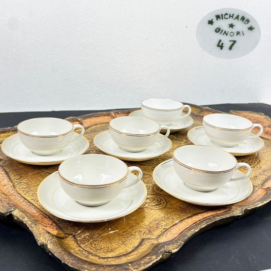 Servizio da caffe antico in porcellana Richard ginori anni 40 tazze tazzine oro Categoria  Servizio tazze - Tazze