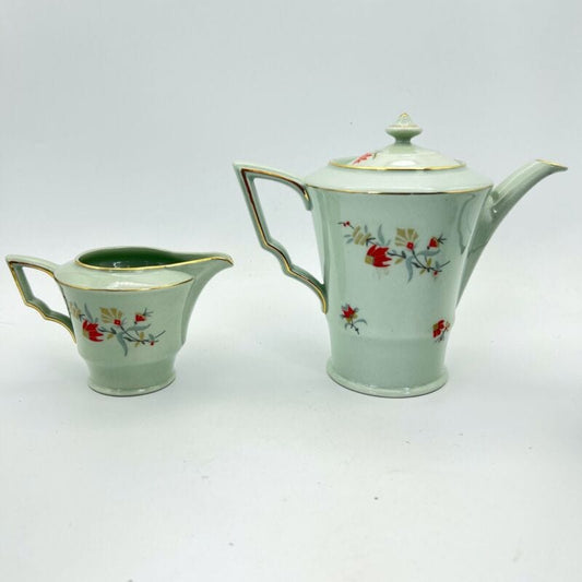 Servizio da caffe antico in porcellana Verde Salvia stile Deco 6 tazzine fiori Categoria  Servizio tazze - Tazze