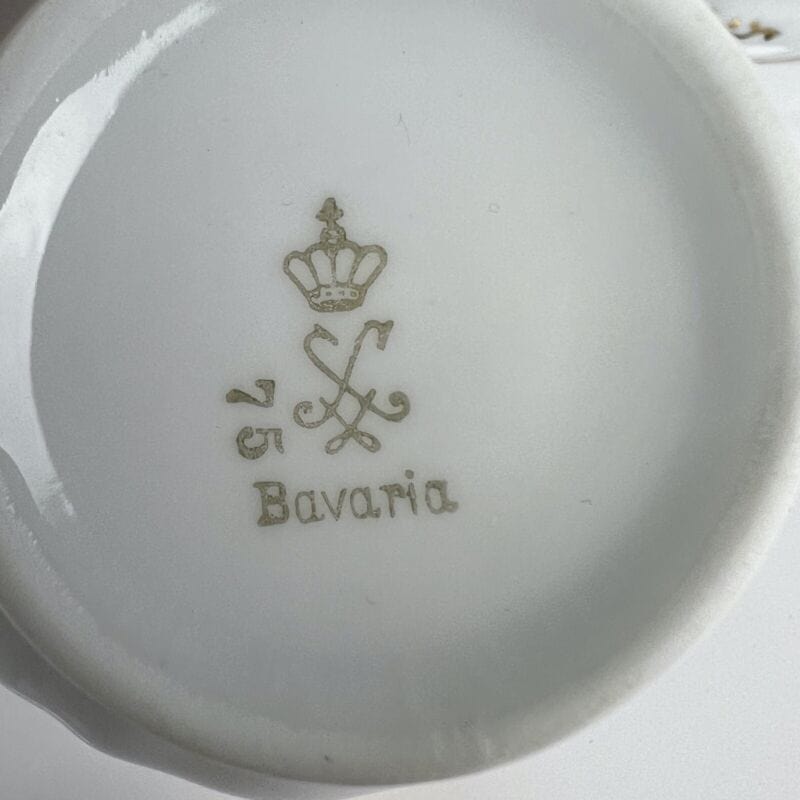 Servizio da tè the antico in porcellana bianca oro Bavaria 6 tazze decoro fiori Categoria  Ceramiche e Porcellane