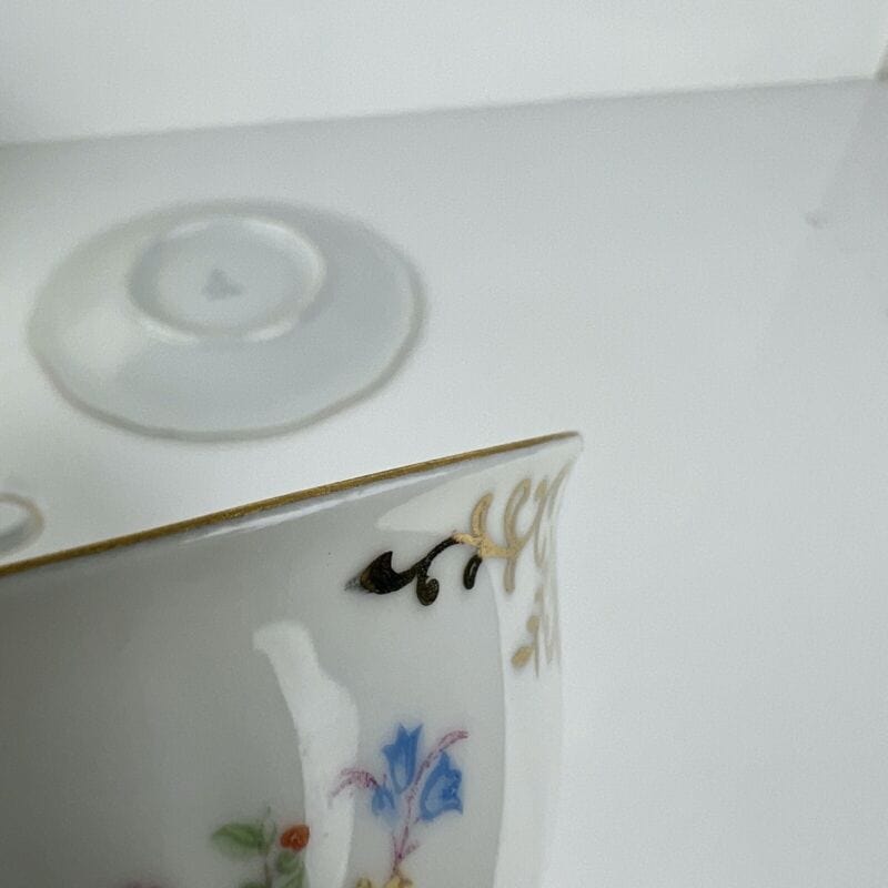 Servizio da tè the antico in porcellana bianca oro Bavaria 6 tazze decoro fiori Categoria  Ceramiche e Porcellane