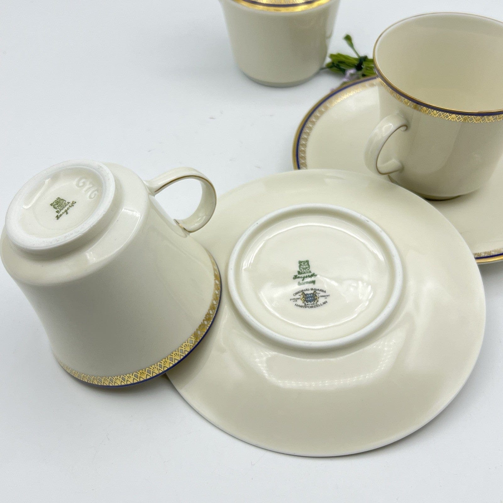 Servizio da tè the per due antico in porcellana Bavaria oro Tazzine + lattiera Categoria  Servizio tazze - Tazze