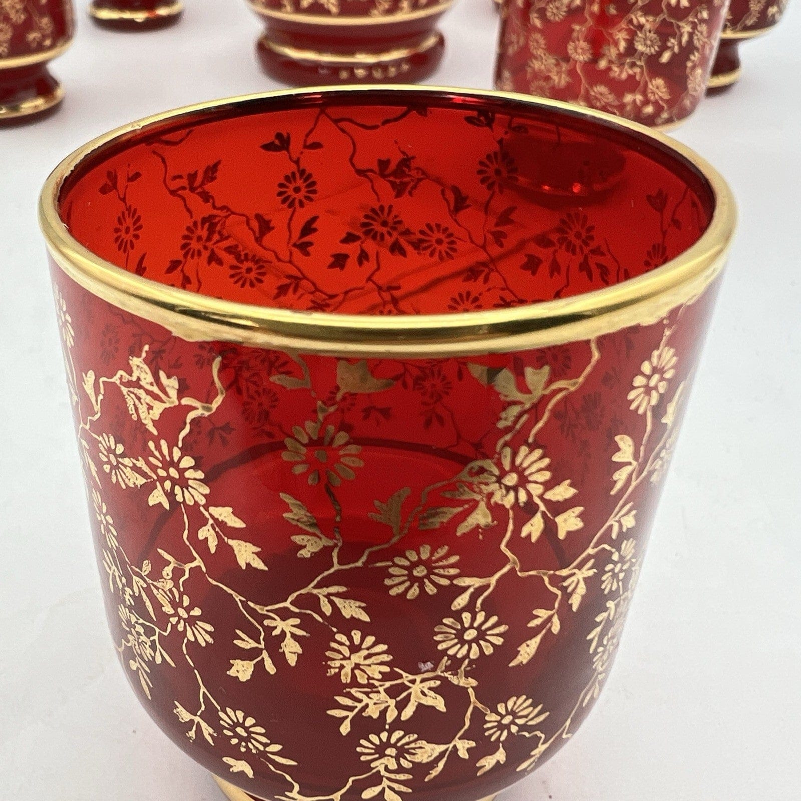 Servizio di Bicchieri da per liquore in vetro Murano rosso bicchierini rosolio Categoria  Vetri e Cristalli