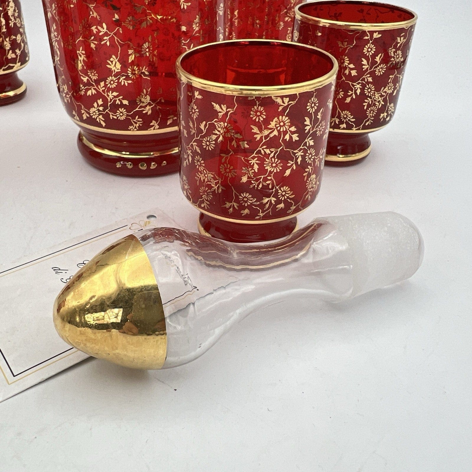 Servizio di Bicchieri da per liquore in vetro Murano rosso bicchierini rosolio Categoria  Vetri e Cristalli