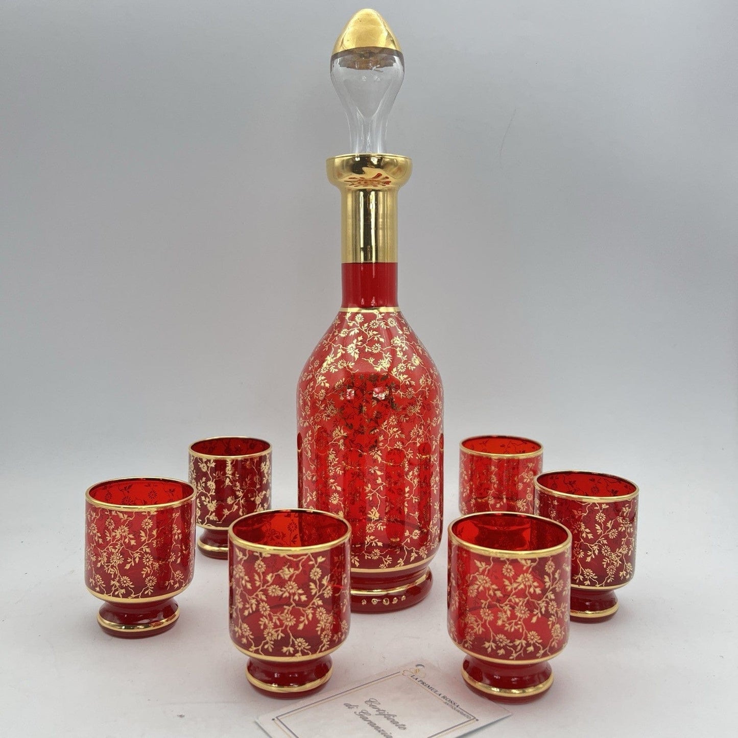 Servizio di Bicchieri da per liquore in vetro Murano rosso bicchierini rosolio Categoria  Vetri e Cristalli