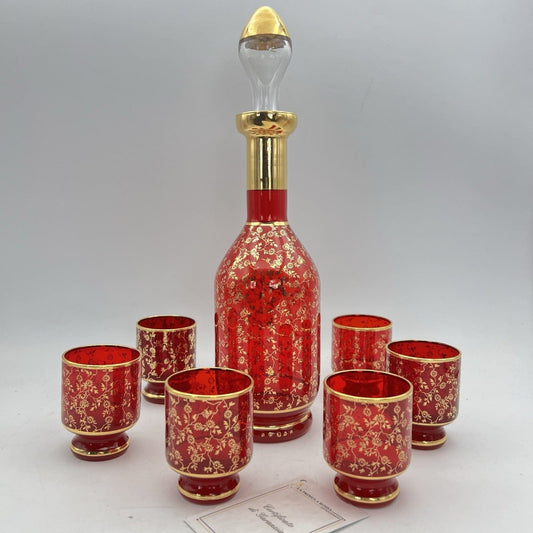 Servizio di Bicchieri da per liquore in vetro Murano rosso bicchierini rosolio Categoria  Vetri e Cristalli