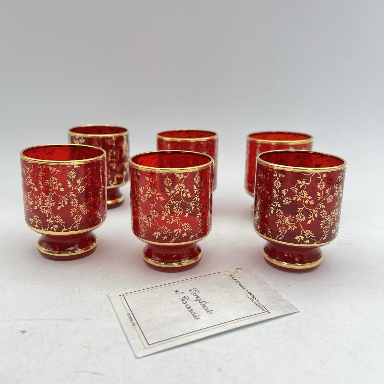 Servizio di Bicchieri da per liquore in vetro Murano rosso bicchierini rosolio Categoria  Vetri e Cristalli