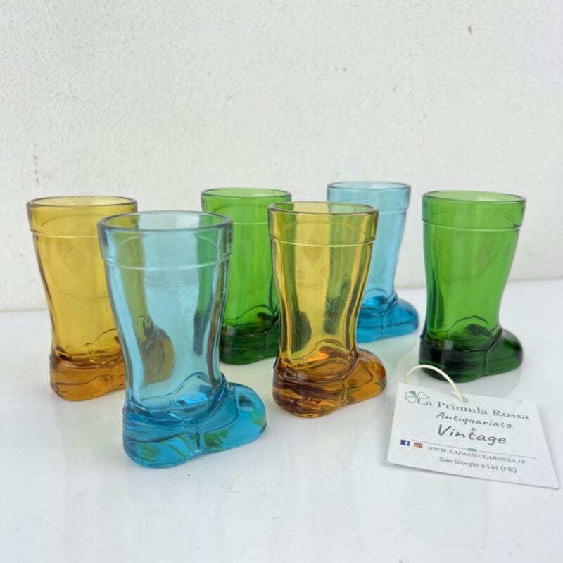 Servizio di Bicchieri da per liquore vintage in vetro bicchierini Stivale Scarpa Categoria  Vetri e Cristalli