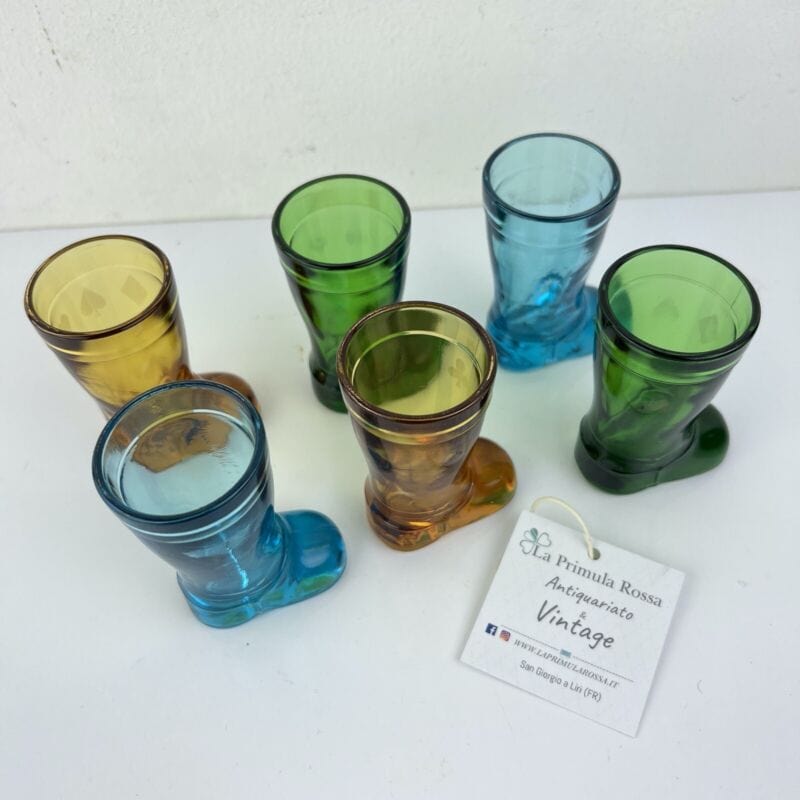 Servizio di Bicchieri da per liquore vintage in vetro bicchierini Stivale Scarpa Categoria  Vetri e Cristalli