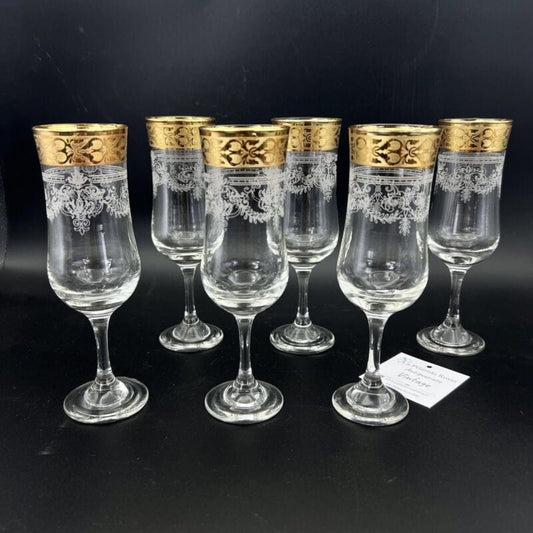Servizio set di Bicchieri vintage in vetro e Oro da per liquore anni 70 Barocco Categoria  Vetri e Cristalli