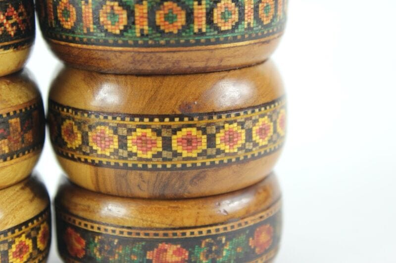 Set 6 Portatovaglioli in legno vintage di ulivo ad anello sorrento sorrentino Categoria  Sheffield & Argento