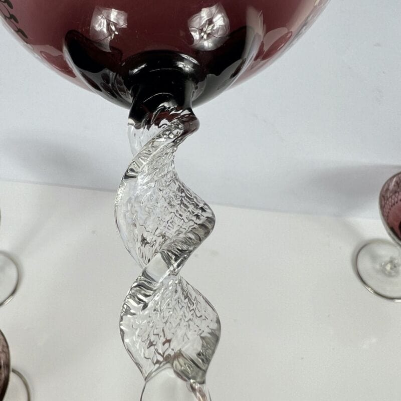 Set Bicchieri Coppe Champagne in vetro di murano soffiato argento Calici liberty Categoria  Vetri e Cristalli