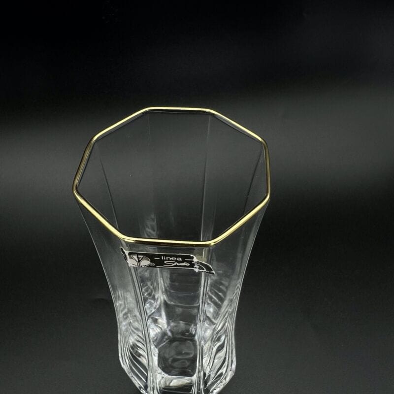 Set Bicchieri vintage in cristallo ottagonali profilo oro per long drink anni 70 Categoria  Vetri e Cristalli