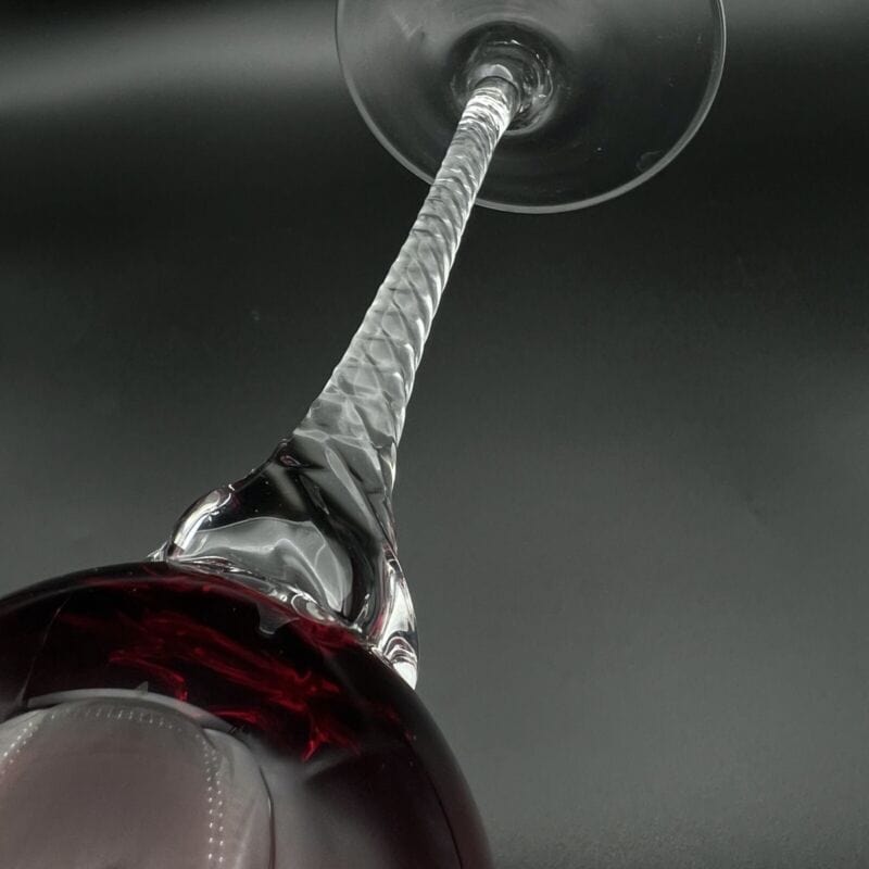 Set Bicchieri vintage in vetro da Vino per aperitivo a calice Anni 70 Rosso Oro Categoria  Vetri e Cristalli