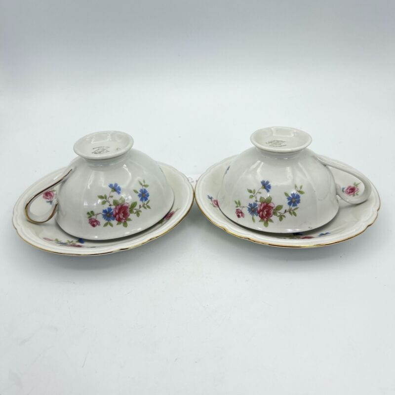 Set da tè the per due antico in porcellana Bavaria Motivo Fiori Vintage Coppia Categoria  Servizio tazze - Tazze