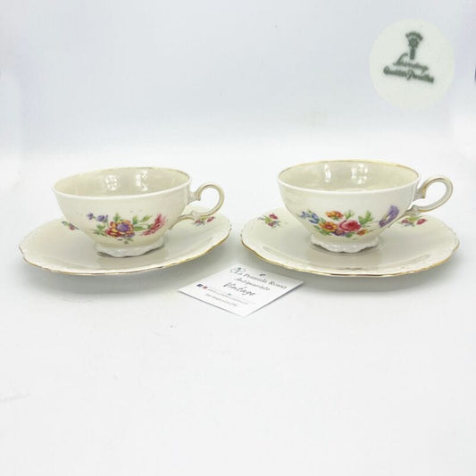 Set da tè the per due antico in porcellana bianca vintage bavaria motivo fiori Categoria  Ceramiche e Porcellane