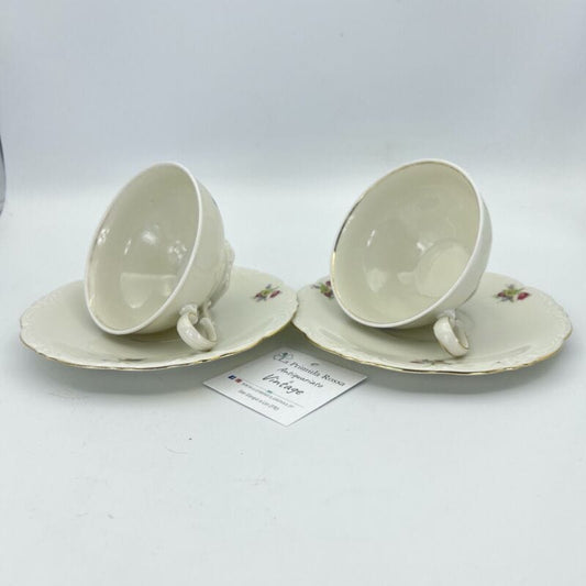 Set da tè the per due antico in porcellana bianca vintage bavaria motivo fiori Categoria  Ceramiche e Porcellane