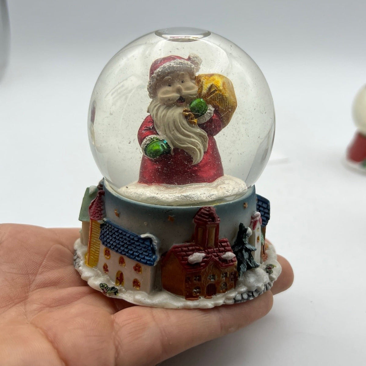 Set di 3 Palla con Neve di plastica Babbo Natale Pupazzo Originale Vintage Categoria  Vintage
