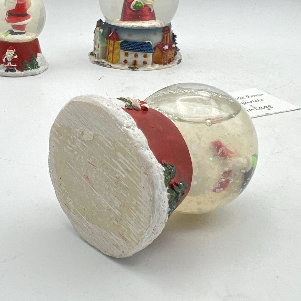 Set di 3 Palla con Neve di plastica Babbo Natale Pupazzo Originale Vintage Categoria  Vintage