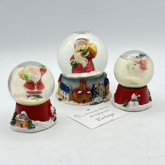 Set di 3 Palla con Neve di plastica Babbo Natale Pupazzo Originale Vintage Categoria  Vintage