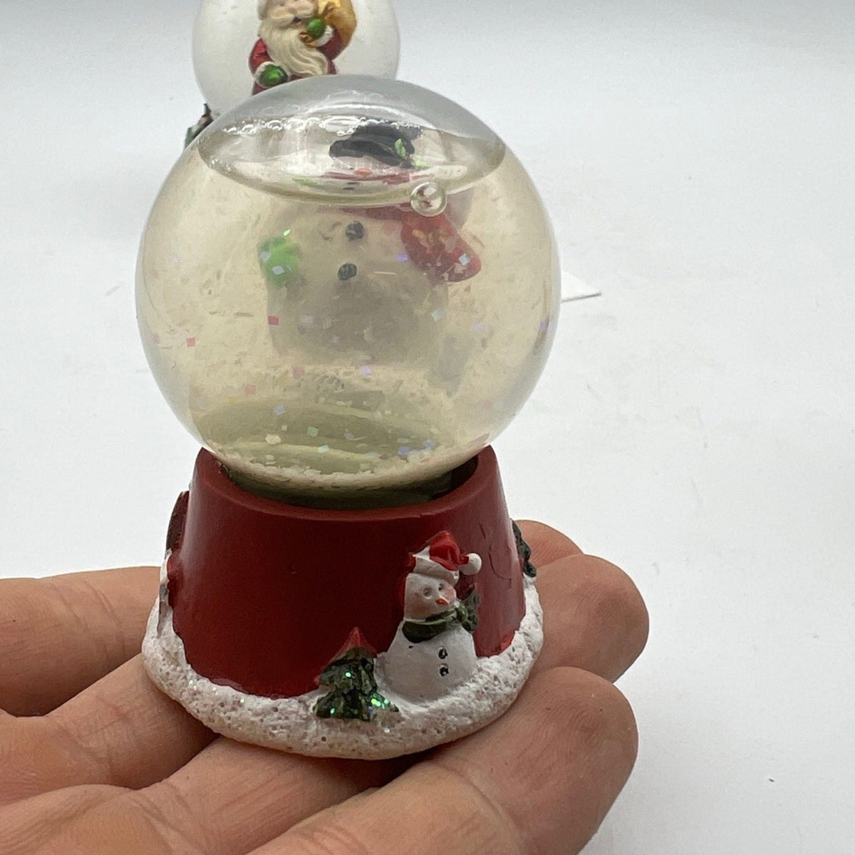 Set di 3 Palla con Neve di plastica Babbo Natale Pupazzo Originale Vintage Categoria  Vintage