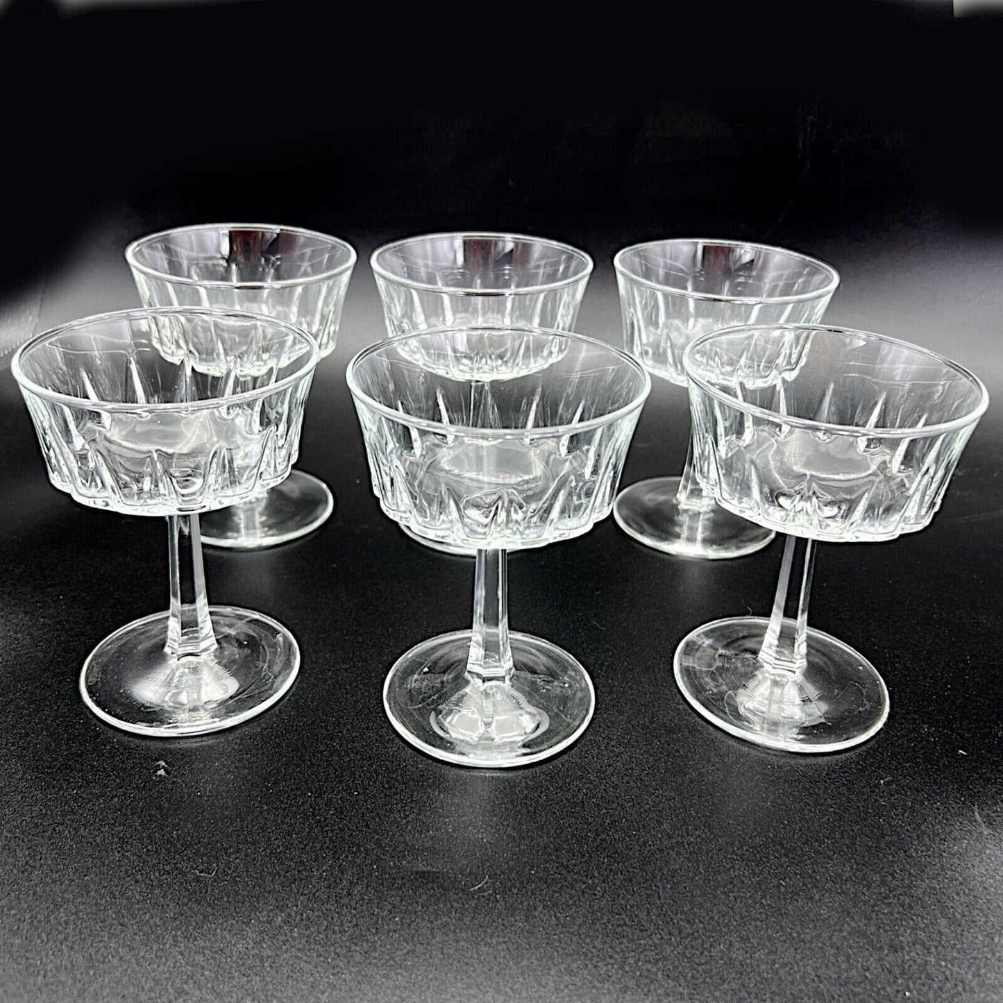 Set di 6 bicchieri a calice in cristallo anni 70 da champagne coppa Vintage Categoria  Vetri e Cristalli