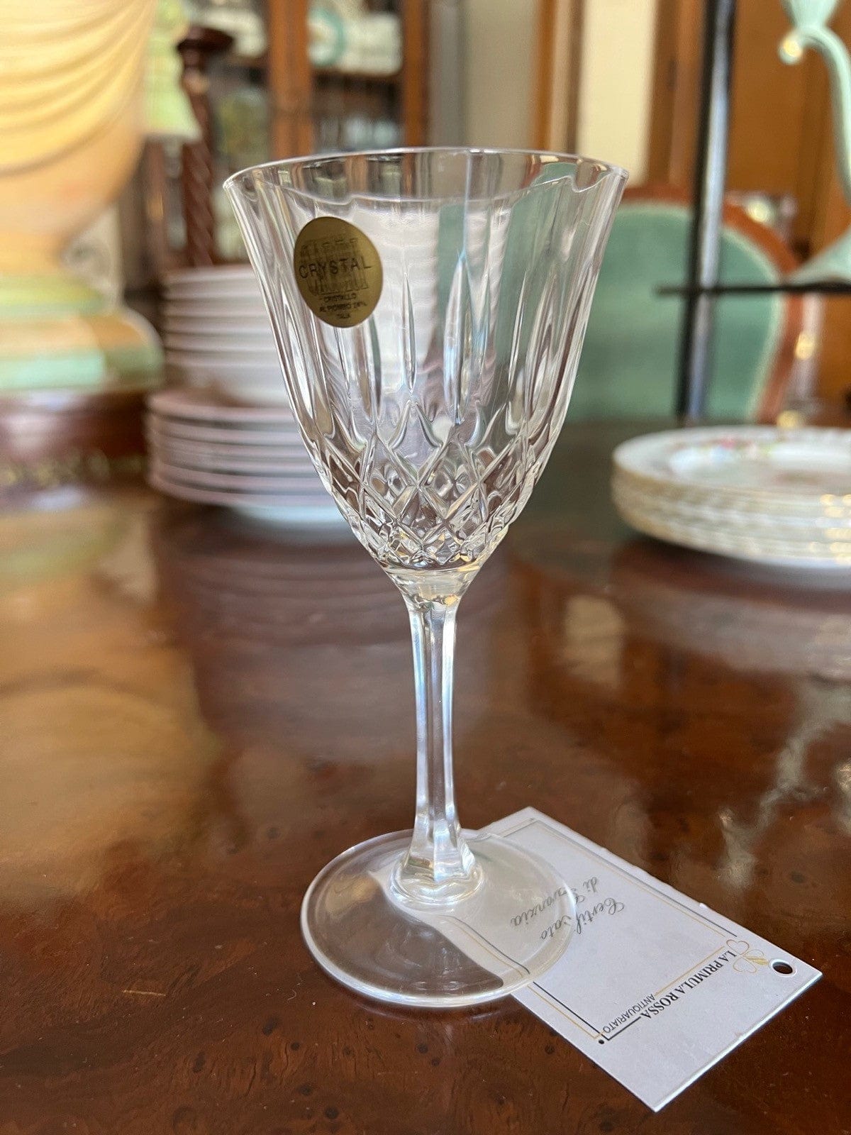 Set di 6 bicchieri a calice in cristallo anni 70 vintage per vino spumante vetro Categoria  Vetri e Cristalli