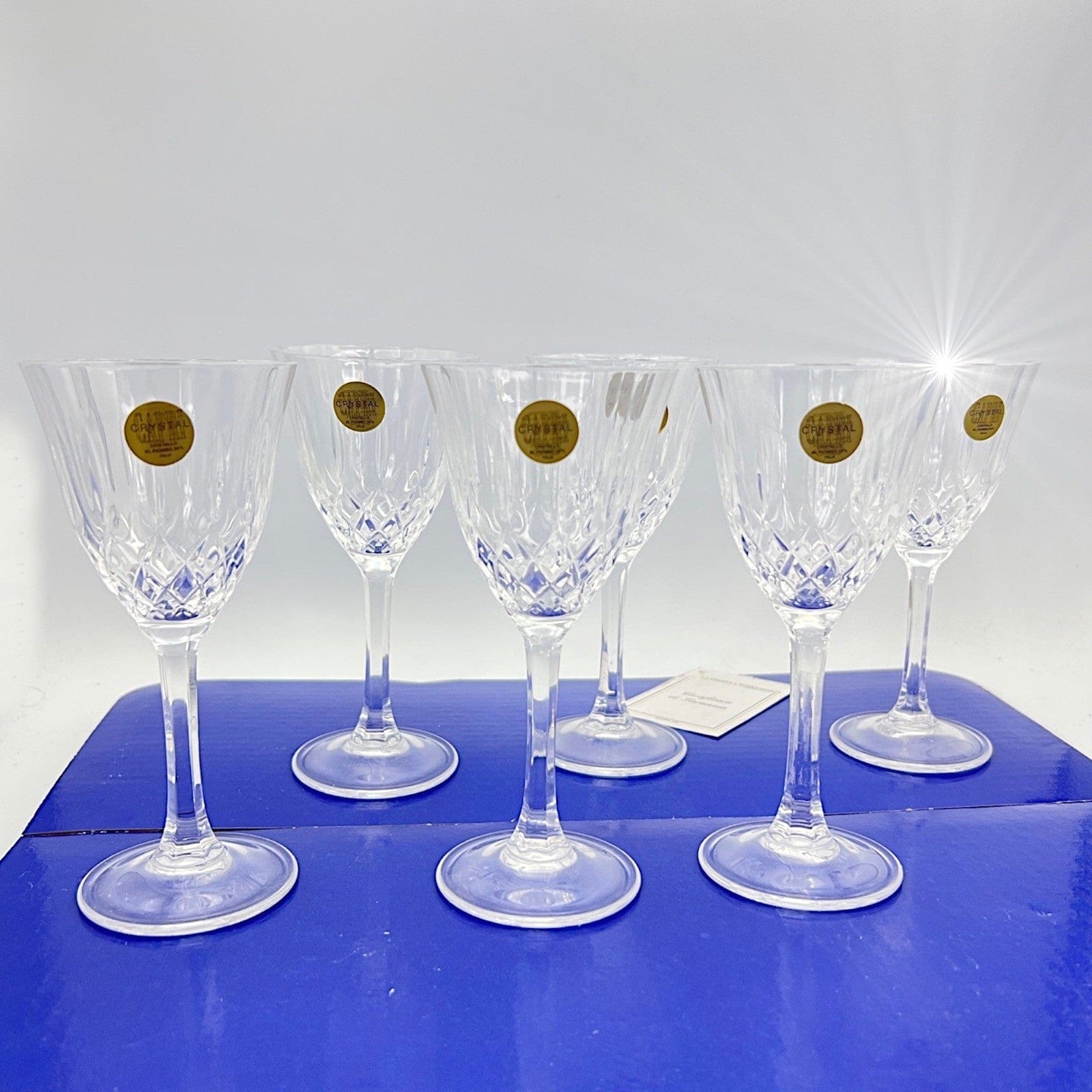 Set di 6 bicchieri a calice in cristallo anni 70 vintage per vino spumante vetro Categoria  Vetri e Cristalli