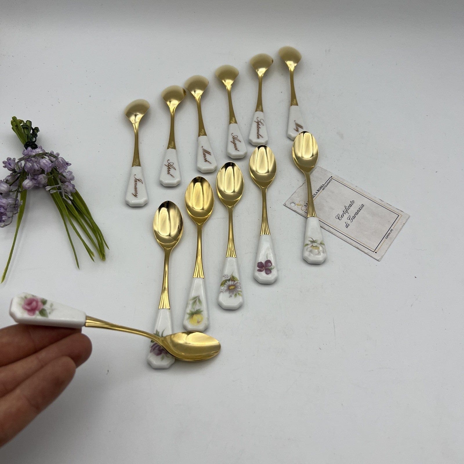 Set di Cucchiaini collezioni dei mesi da tè The o caffè per tazze Queen's Royal Categoria  Servizio tazze - Tazze