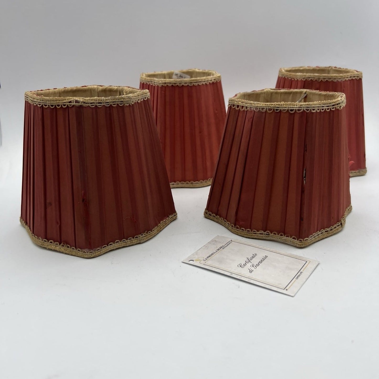 Set di Paralumi in tessuto rosso vintage paralume a clip antico per applique Categoria  Lampade Appliques
