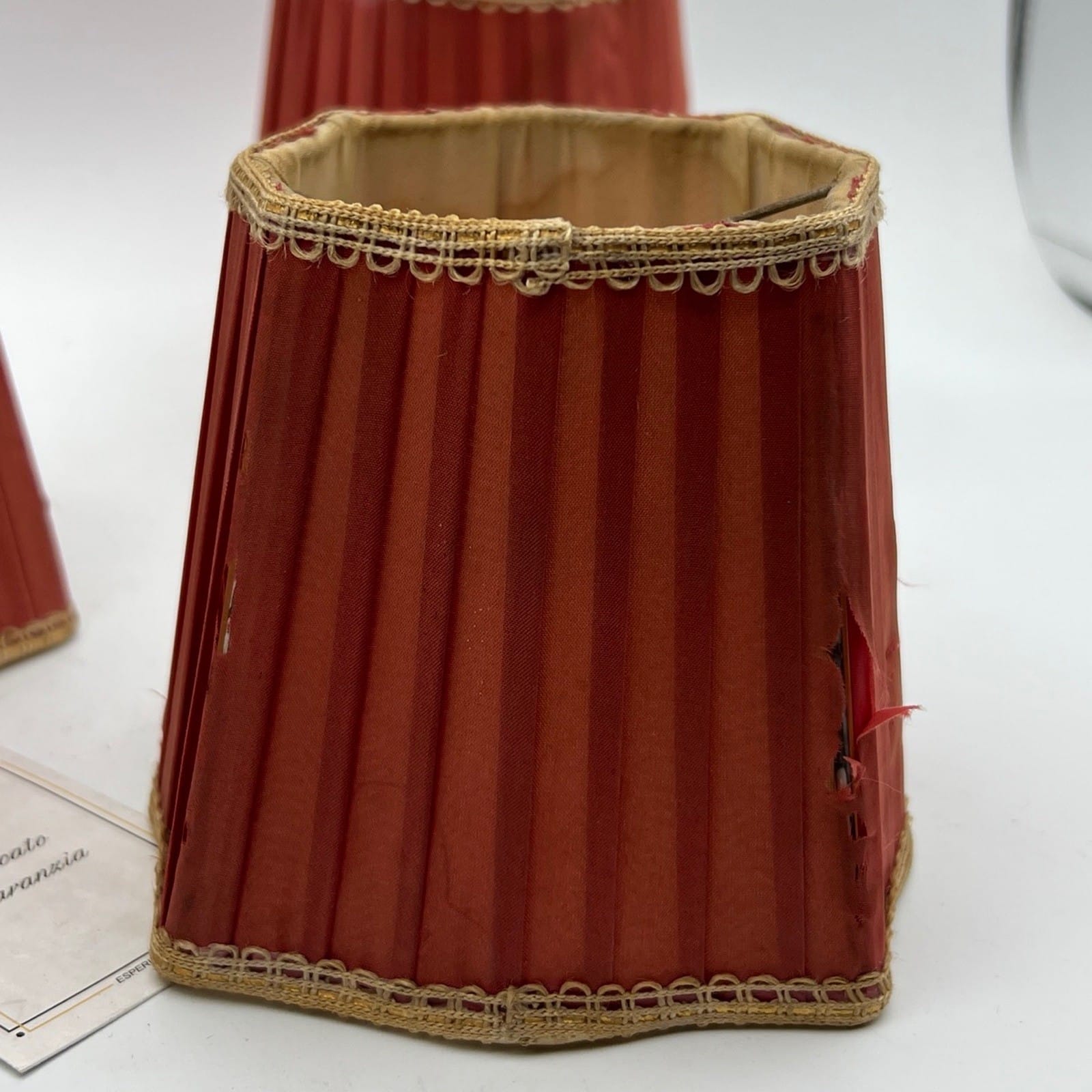 Set di Paralumi in tessuto rosso vintage paralume a clip antico per applique Categoria  Lampade Appliques