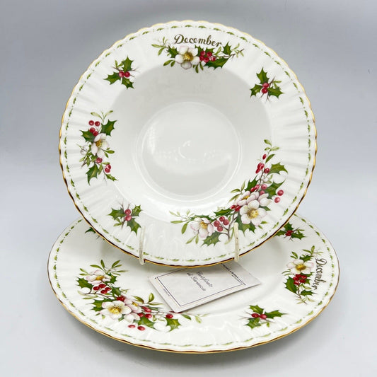 Set Piatti Posto Tavola Servizio Royal Albert mese Flower Of The Month DICEMBRE Categoria  Piatti e Piattini