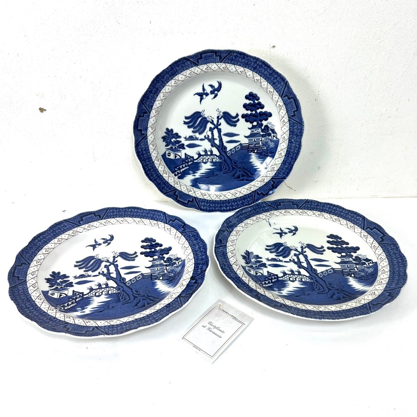 Set Piatti vintage in ceramica inglese royal doulton bianco blu Serie old Willow Categoria  Piatti e Piattini