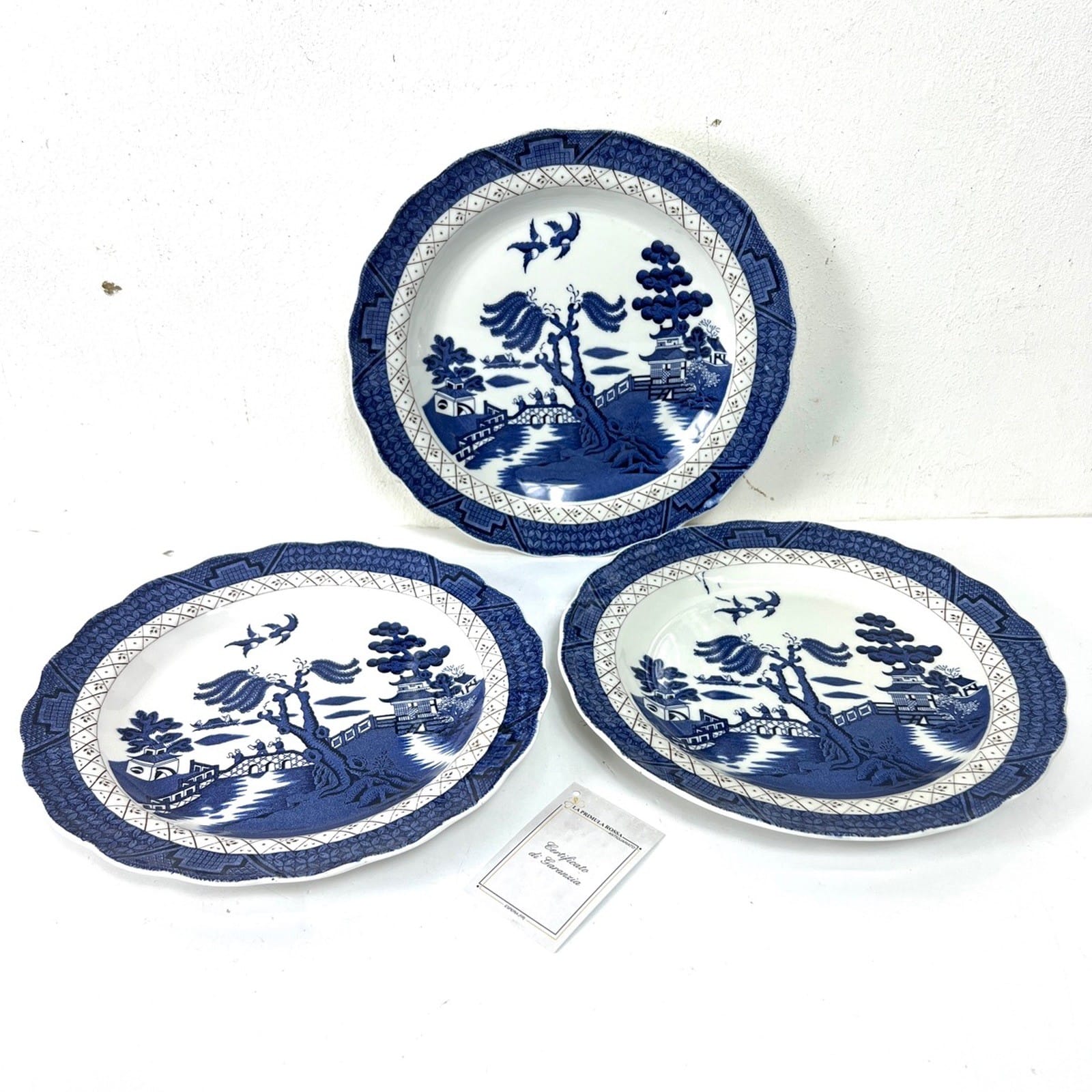 Set Piatti vintage in ceramica inglese royal doulton bianco blu Serie old Willow Categoria  Piatti e Piattini