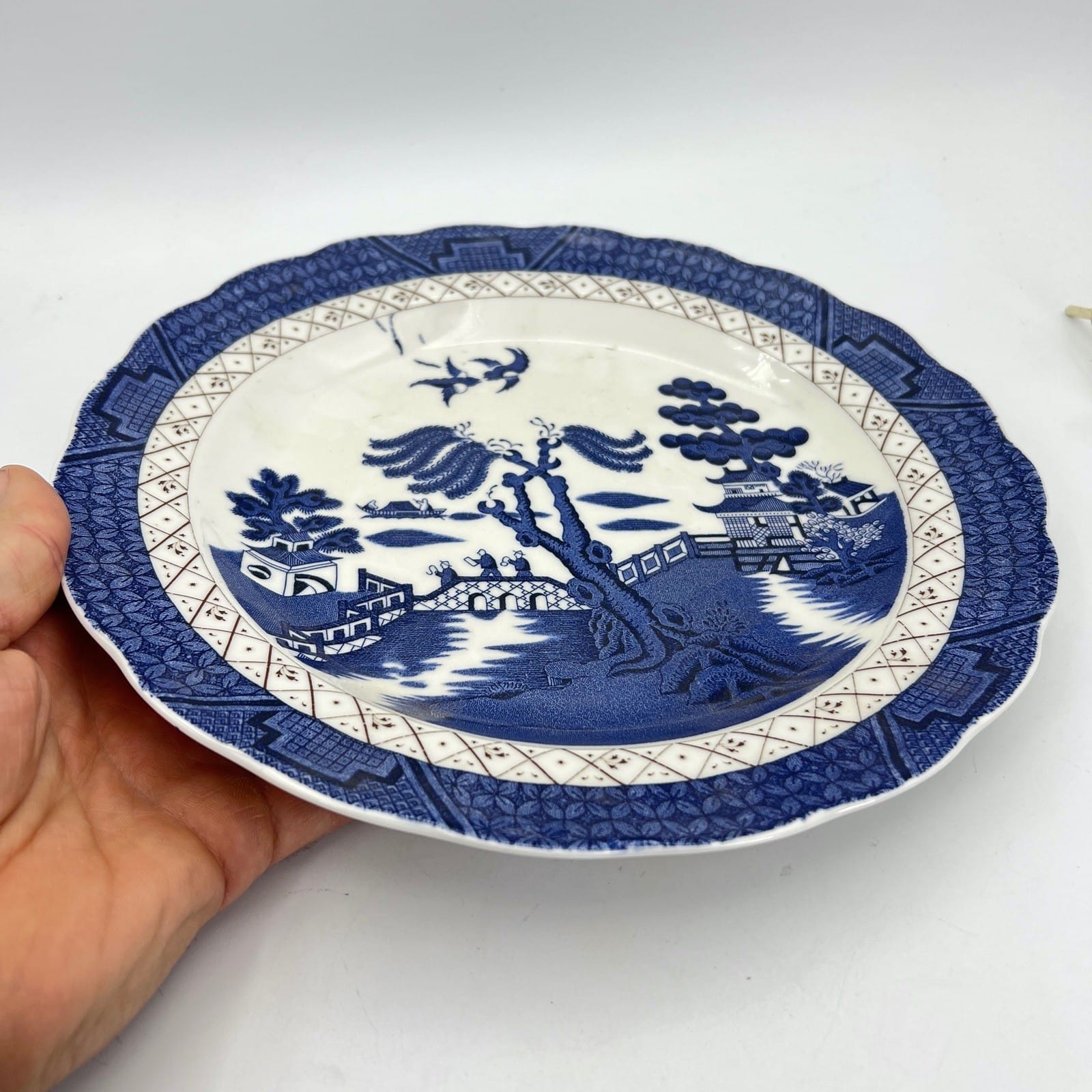 Set Piatti vintage in ceramica inglese royal doulton bianco blu Serie old Willow Categoria  Piatti e Piattini