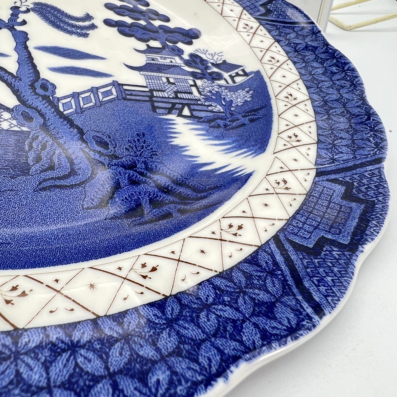 Set Piatti vintage in ceramica inglese royal doulton bianco blu Serie old Willow Categoria  Piatti e Piattini
