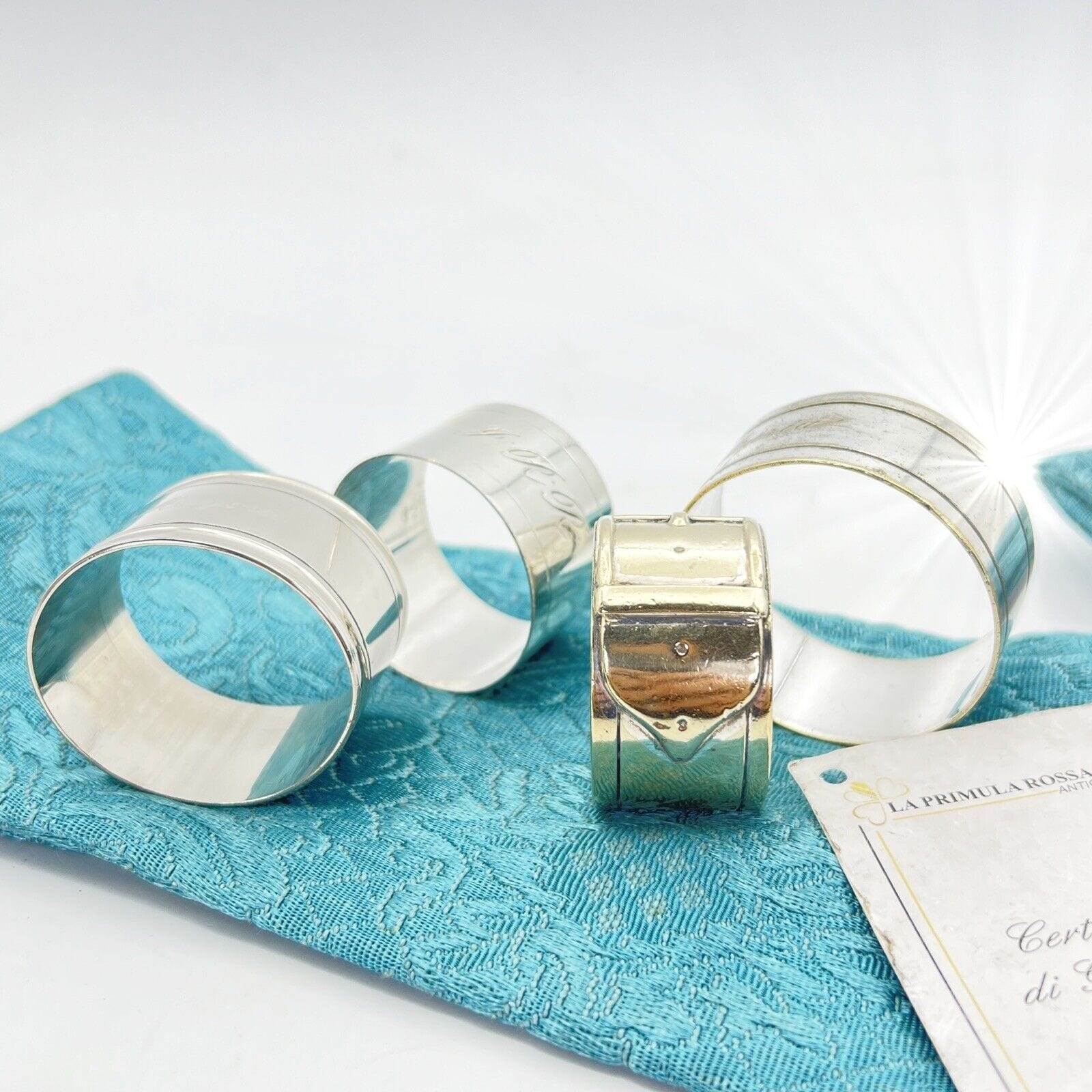 Set Portatovaglioli in Argento silver plated ad anello Porta tovagliolo Vintage Categoria  Sheffield & Argento