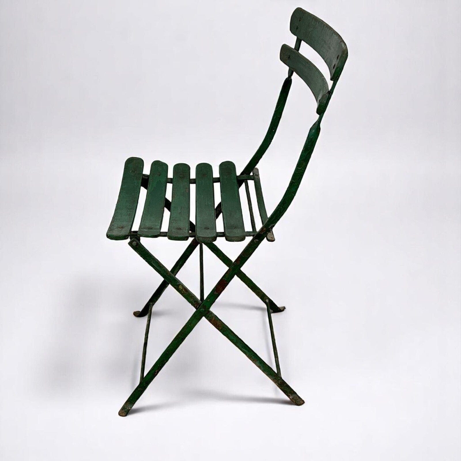 Set Sedie Antiche pieghevole richiudibile verdi in legno da giardino Shabby '30 Categoria  Sedie