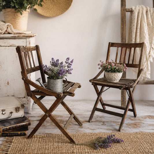 Set Sedie vintage pieghevole richiudibile sediolina in legno bambino da giardino Categoria  Sedie
