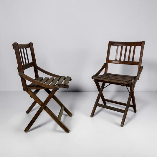 Set Sedie vintage pieghevole richiudibile sediolina in legno bambino da giardino Categoria  Sedie