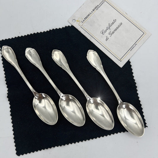 Set servizio di 4 cucchiaini cucchiai in Argento 800 Antichi anni '50 '60 caffè Categoria  Sheffield & Argento