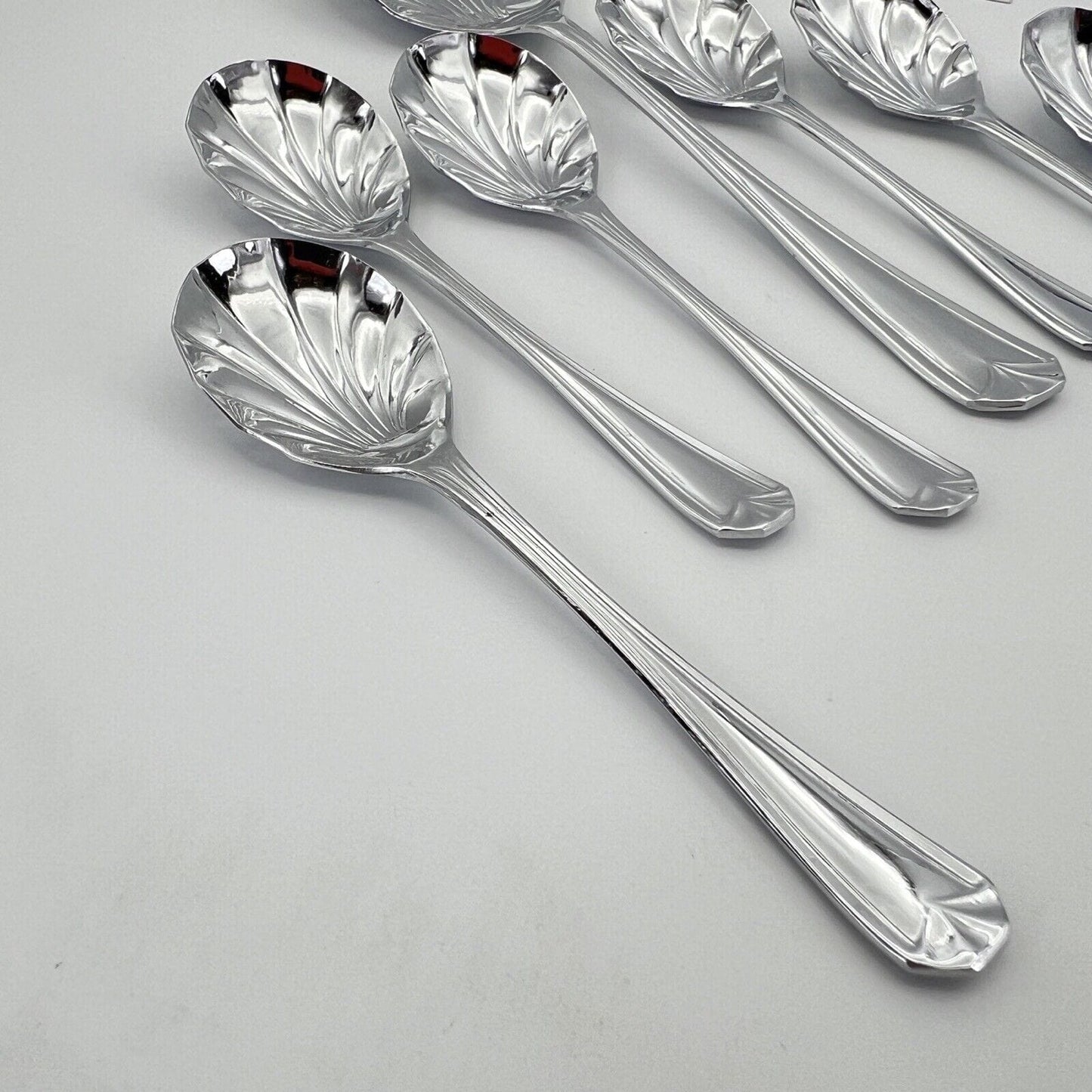 Set servizio di cucchiai antichi cucchiaini da dolce per gelato art deco anni 40 Categoria  Sheffield & Argento