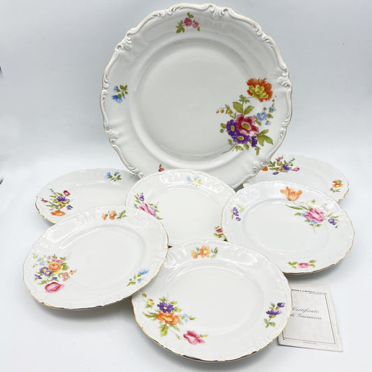 Set servizio di piatti antichi in porcellana Bavaria bianca piattini con fiori Categoria  Piatti e Piattini