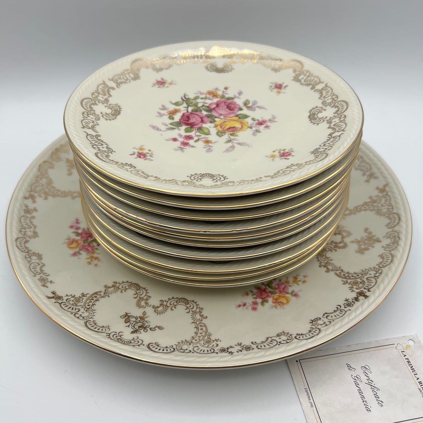 Set servizio di piatti antichi in porcellana Bavaria bianca piattini con fiori Categoria  Piatti e Piattini