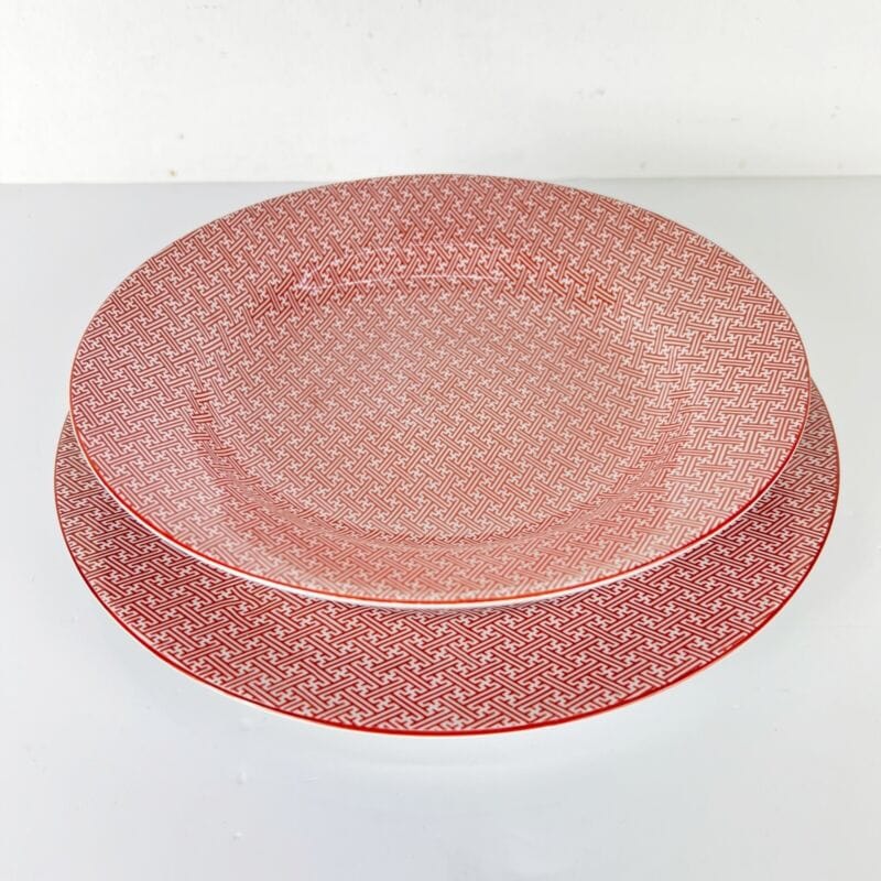 Set servizio di piatti in porcellana Giapponese vintage Sayagata Rosso Labirinto Categoria  Piatti e Piattini