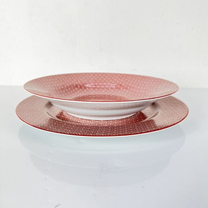 Set servizio di piatti in porcellana Giapponese vintage Sayagata Rosso Labirinto Categoria  Piatti e Piattini