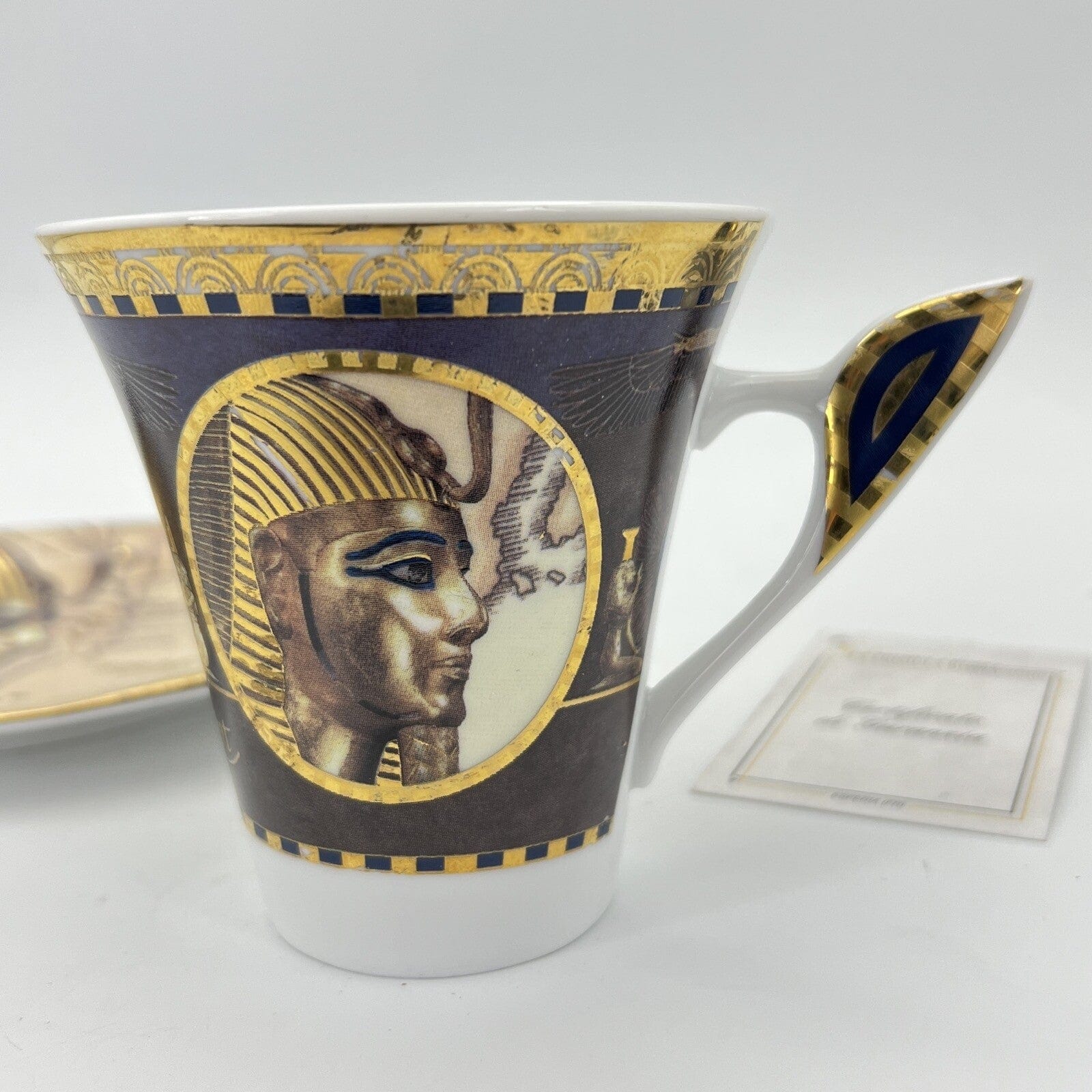 Set tennis tazza piattino colazione in porcellana Limoges Egitto Faraone Vintage Categoria  Servizio tazze - Tazze
