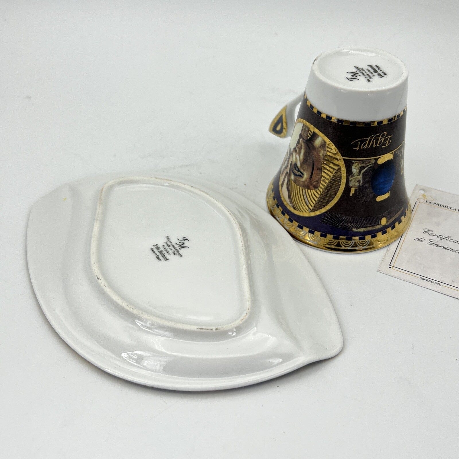 Set tennis tazza piattino colazione in porcellana Limoges Egitto Faraone Vintage Categoria  Servizio tazze - Tazze