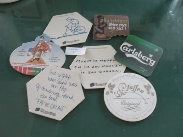 SETTE SOTTOBICCHIERI BIRRA VINTAGE  BEER MATS CARLSBERG PLAFFEN  DE KONINCK Categoria  Boccali